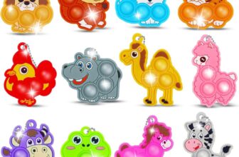 12 PCS Pop Fidget Toys Party Bag Fillers, Cartoon Animals Pop Poppet Keyrings for Kids Birthday Party Bag, Classroom Prizes, Student Gifts Fillers