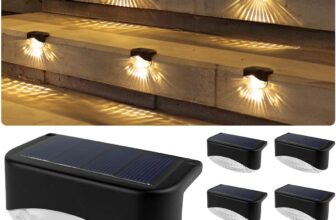12 Pack Solar Fence Lights, IP65 Waterproof LED Solar Step Lights Outdoor, Solar Lights Outdoor Garden for Stairs, Fences, Railings, Yards, Pathways and Garden Decorations (Warm White)