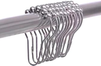 12 Pcs Shower Curtain Hooks and Rings, Stainless Steel Shower Curtain Clips with Secure Lock,Set of 12 Black Shower Curtain Hooks Rust-Resistant Curtain Rings for Standard Shower Rods