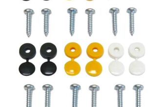 12 x Number Plate Car Fixing Fitting Kit Screws & Caps, Hinged, Black Yellow White – Discount at Checkout – Sold by STM STYLING