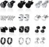 12Pcs Mens Earrings, Earrings for Men, Suitable for Leisure Outings, Social Gatherings, and Formal Events