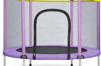 140cm Kids Trampoline with Safety Enclosure Net, 200KG Weight Capacity Indoor/Outdoor Trampoline for Children, Galvanized Steel Frame & PP Mat for Garden, Backyard Fitness Jumping