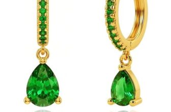 14K Gold Plated Green Emerald Teardrop