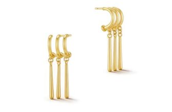 14K Gold Plated Huggie and Drop Chain Earrings