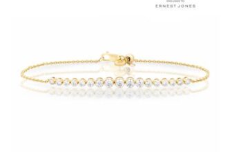 14ct Yellow Gold True Seamless 1.33ct Lab Grown Diamond round Tennis Bracelet