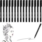 15Pcs Black Permanent Marker Pens,0.6mm Fine Tip Permanent Markers,Quick Drying & Waterproof Fineliner Pens for Plastic,Wood,Metal,Glass,Ceramic,Paper,Office & School,Fine Point Markers