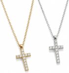 2 Pack Cross Necklaces – Crystal Cross Pendant Necklace – Gold and Silver Cross Jewelry – Classic Cross Necklace for Women Men