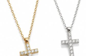 2 Pack Cross Necklaces – Crystal Cross Pendant Necklace – Gold and Silver Cross Jewelry – Classic Cross Necklace for Women Men