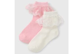 2 Pack Girls Pink & White Frill Lace Socks