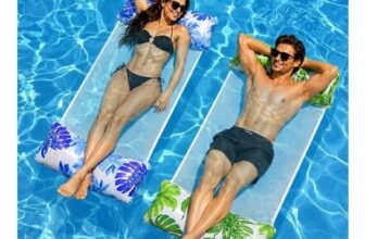 2-Pack Inflatable Pool Floats with 4-in-1 Hammock Pump