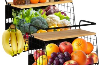 2 Set Magnetic Shelf, Fruit Baskets for Kitchens, Spice Rack Fruit Bowls 2 in 1 Onions and Potatoes Storage, Vegetable Organiser, Magnetic Spice Rack for Fridge, BBQ Accessories, Tools, Snack