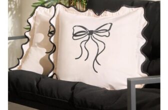 2 X Bow Frill Garden Cushion Covers Outdoor Water Resistant