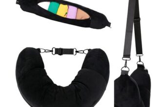 2-in-1 Travel Neck Pillow with Storage Bag (Black)