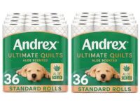 2 x Andrex Ultimate Quilt Toilet Roll – 36 Toilet Rolls with Aloe Vera Fragrance, 3-Ply (£32.10 / £29.63 with S&S)