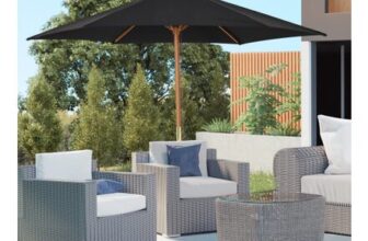 2.5m Wood Garden Parasol Sun Shade Patio Outdoor Wooden Umbrella Canopy