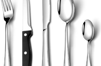20 Pcs Cutlery Set with Steak Knives, NINIROR Food-Grade Stainless Steel Flatware Set Silverware Set for 4 People Include Spoon Knife and Fork Sets Mirror Polished Dishwasher Safe for Home Restaurant