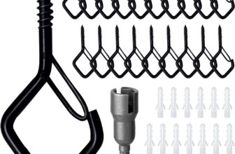 20 Pcs Screw in Hooks with Safety Buckle – Black Metal Ceiling Hooks,Outdoor Garden Hooks – Hooks for Hanging Plants, Cup, Fairy Light, Birdcage, Christmas Decor, Wind Chimes (Black)