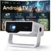 2026 Smart Projector Built-in-Apps, Android TV, Supported 4K/Native 1080P, 270 ANSI, Wifi 6 Bluetooth 5.2, Portable Mini Movie Projector for Bedroom Home, Auto Keystone, iOS/Switch/PS5