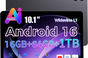2026 Tablet 10.1 inch Android 16 with Gemini AI, 16GB RAM 64GB ROM, GMS Widevine L1, WiFi 6 & BT 5.2, 1280 800 HD, 5000mAh Tablet
