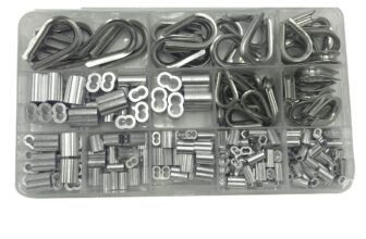 240PCS Wire Rope Thimbles Set, Stainless Steel Wire Rope Cable Thimbles Aluminum Crimping Loop Sleeve Assortment Kit for Wire Rope Cable Thimbles Rigging
