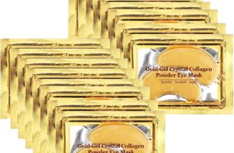 24K Gold Eye Mask, Jiasoval 16 Pairs Under Eye Patches Skin Treatment Mask, Crystal Collagen Under Eye Mask for Reducing Dark Circles, Moisturizing, Puffiness and Eye Bags, Anti-Wrinkle, Hydrating