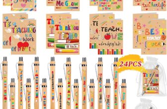 24Set Thank You Teacher Gifts for Women Men Teacher Gifts Appreciation Gift with Ballpoint Pens Thank You Cards Organza Bag for Teacher End of The Year, Teachers Leaving Gift