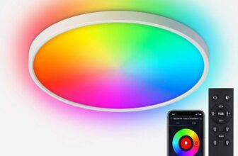 24W Smart Ceiling Light Flush Mount, WiFi Bluetooth RGBCW LED with Remote, 3000K-6500K Dimmable, Ultra Slim, 85-265V for Bedroom Living Room Kitchen