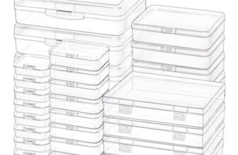 28-Pack Rectangular Plastic Storage Boxes with Lids and Labels