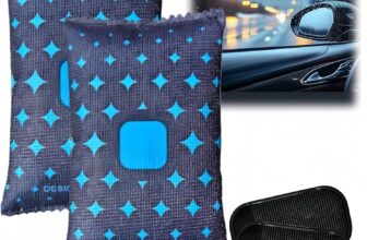 2Pcs Dehumidification Bag Desiccant,Car Dehumidifier Bag,Reusable Dehumidifier Bags for Car,Home,Closets,Moisture Absorber with 2 Anti Slip Pad for Windscreens & Interior,Color-Changing Indicator