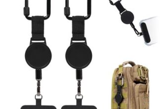 2Pcs Retractable Phone Lanyard with Locking Carabiner