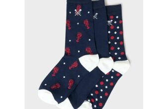 3-Pack Bamboo Socks in Navy Dot & Lobster Print