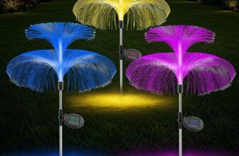 3 Pack Solar Lights Outdoor Garden, Solar Garden Lights Outdoor Ornaments, 7 Color Changing, Waterproof Star Moon Reed Butterfly Jellyfish Decorative for Garden Yard Pathway Lawn Party (3 Pack)