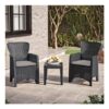3 Piece Black Garden Coffee Table & Chairs – Bistro Set – Outdoor Patio