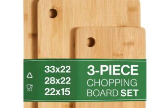 3 Piece Premium Wooden Chopping Boards – 100% Natural Organic Bamboo