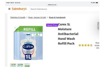 3 X Carex 1L Moisture Antibacterial Hand Wash Refill Pack
