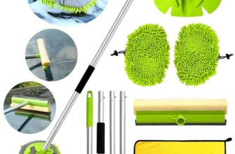 3 in 1 Car Wash Brush with Telescopic Handle & Microfiber Mop Heads