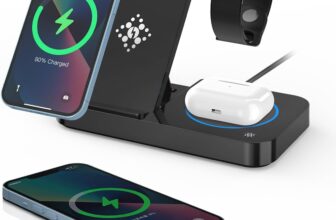3 in 1 Foldable Wireless Charging Station for iPhone 17/Air/16/15/14/13/12/11/XS/XR/X/8, Wireless Charger Stand Compatible with iWatch Series 11 10 9 Ultra 3/2 SE 3/2, for Air Pods Pro/4/3/2