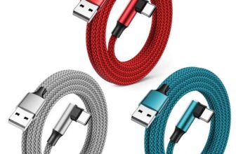 3 pack, USB C Charger Cable 3Pack 1M1.8M3M USB Type C Charger Fast Charging Cable Right Angle USB C Cable 90 Degree Braided