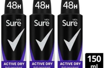 3 x Sure 48hr Men Active Dry Antiperspirant Deodorant Aerosol 150ml (Nectar Price)