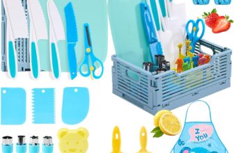 30PCS Kids Kitchen Play Set, Pretend Play Accessories with Creative Shapes and Storage Box, Role Play Toy for Boys Girls Age 3-10