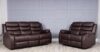 32 Seater Roma Manual Recliner Sofa Brown Leather Aire Reclining Lounge Suite