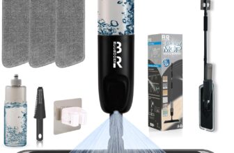 360 3-in-1 Microfiber Spray Mop for Floor Cleaning Dry Wet Dust Mop for Hardwood, Laminate, Tile & Wood Floors Large Capacity Bottle 3 Reusable Pads Scraper Holder Kitchen Multi-Surface