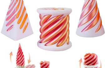 3D Printed Impossible Cone Fidget Toys Set, 3PCS Spiral Cone, Pyramid and Cylinder Passthrough Sculpture, Vortex Illusion Stress Relief Toys for Adults, Cool Desktop Decorations Gifts (Candy)
