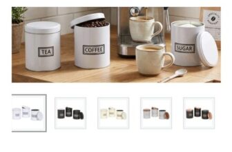3pc round Metal Tea Coffee Sugar Canister Set – 5 Colours