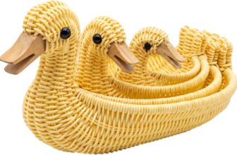 3pcs Chicken & Duck Storage Basket Set, Rattan Storage Bins, Shelf Baskets (Duck)