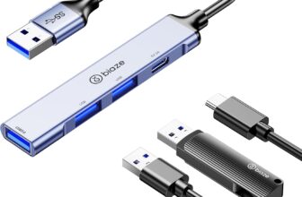 4-in-1 USB 3.0 Hub, 3x USB 3.0 5Gbps, 5V/2A Power Delivery For iPhone 15 Pro/Max, MacBook, iPad Pro, Surface, Dell XPS Aluminium Compact Docking Station