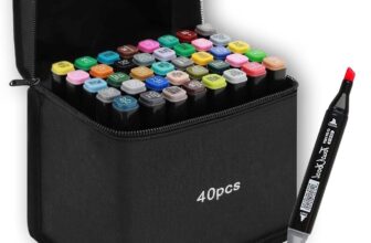 40 PCS Dual Tip Alcohol Markers, Professional Art Markers Set with Fine & Chisel Tips, Blending Colouring Pens for Artists, Students & Drawing, No Bleed No Fade