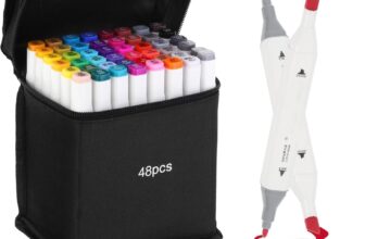 48 Colour Alcohol Markers Set – Dual Tip Permanent Alcohol Based Marker Pens for Colouring Drawing Graphic Sketch Manga Graffiti Art Double Ended Coloured Paint Markers Pen for Adults Kids Artist