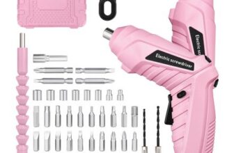 48-in-1 Cordless Electric Screwdriver with LED Light Rechargeable 1300mAh Pink