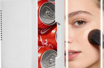 4L Skincare Fridge White, Dimmable LED Mirror Cosmetic Makeup Fridge, AC/DC Portable Cooler Warmer, Quiet Countertop Mini Fridge for Bedroom Bathroom Car Office
